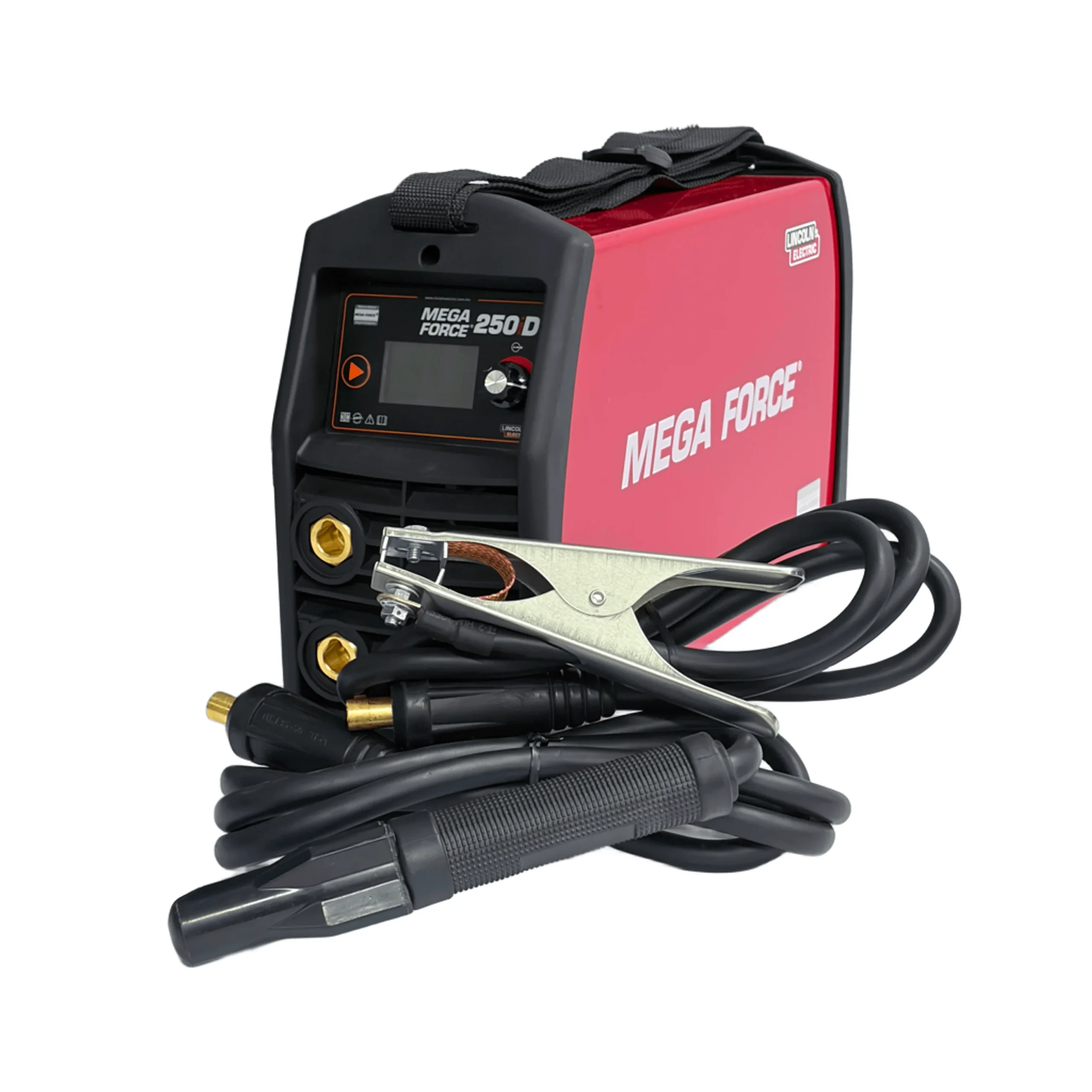 Equipo soldador inverter Lincoln Electric Megaforce 250D con portaelectrodo y pinza de masa